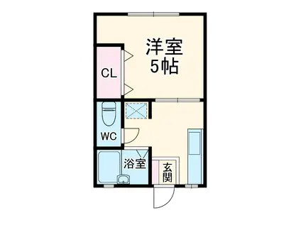 ふれあいタウン A棟(1K/1階)の間取り写真