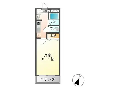 レジデンス・ウィローⅡ(1K/1階)の間取り写真