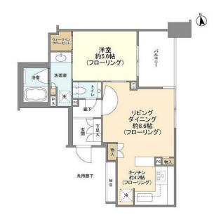 ブランズ綱島(1LDK/4階)の間取り写真