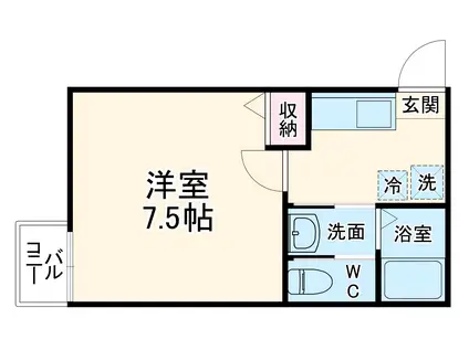 フラッティ丹波口(1K/1階)の間取り写真