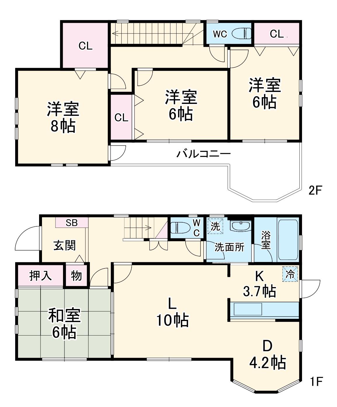 横浜市グリーンＬ 川和町駅 徒歩15分 2階建 築22年(4LDK)の間取り写真