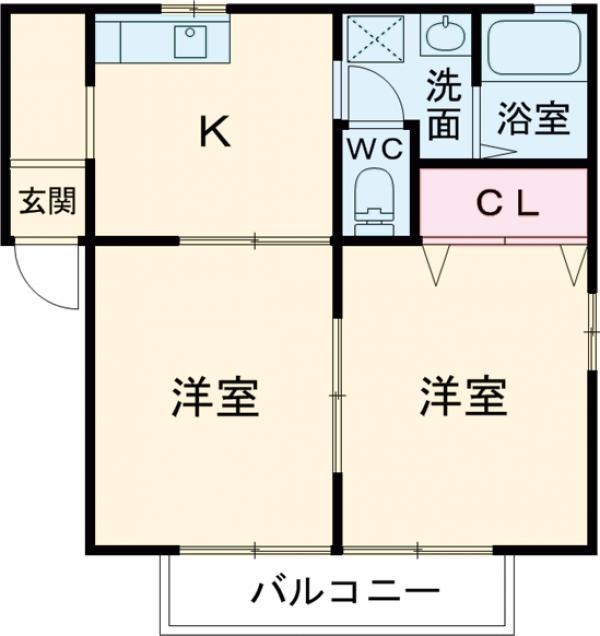 ステップハイツ鶴牧(2DK/2階)の間取り写真