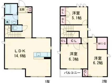 阪急電鉄京都線 洛西口駅 徒歩9分 2階建 築8年(3LDK)の間取り写真