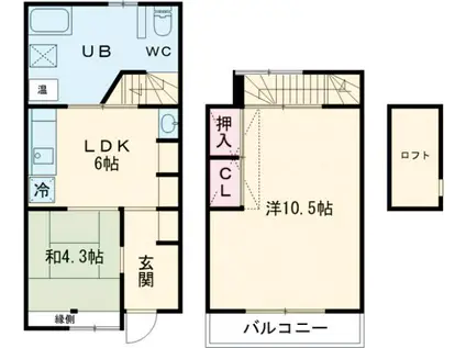 阪急電鉄京都線 東向日駅 徒歩9分 2階建 築59年(2LDK)の間取り写真