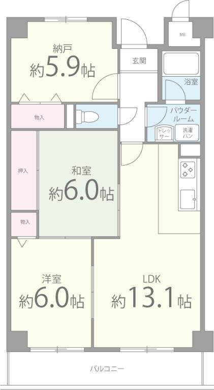 ハイアットプレイス(3LDK/4階)の間取り写真