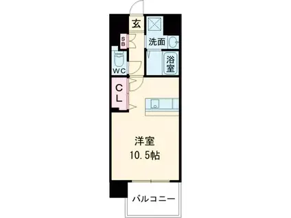 LIBTH博多駅南Ⅲ(ワンルーム/12階)の間取り写真