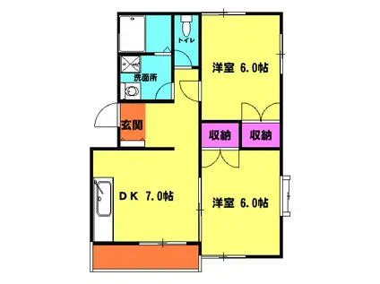 セントラルマンションⅡ(2DK/2階)の間取り写真