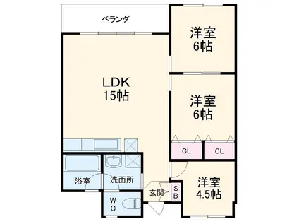 エスペランサ(3LDK/4階)の間取り写真
