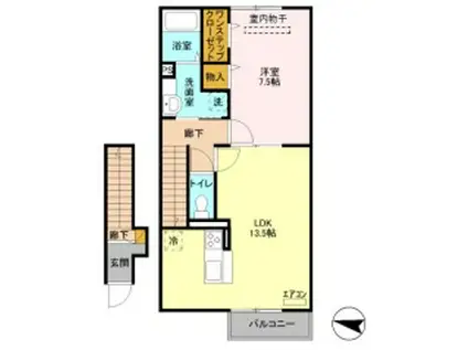 GRAN VELLE(1LDK/2階)の間取り写真