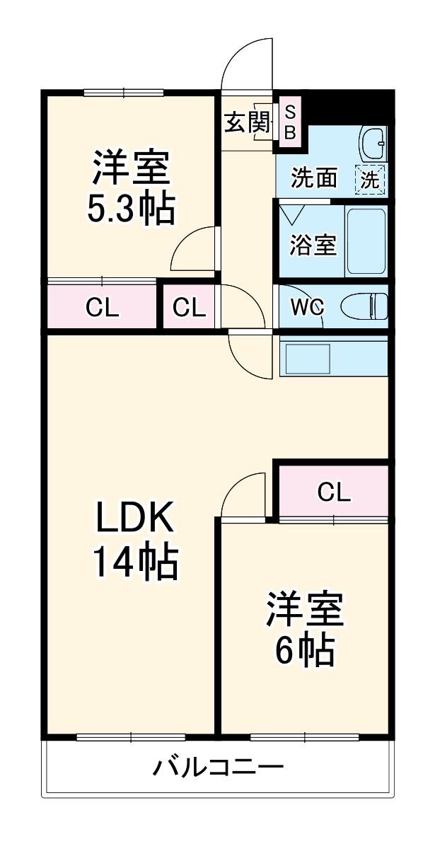 リアライズ市川原木(2LDK/7階)の間取り写真