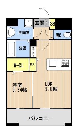 LIBTH旭橋Ⅲ(1LDK/13階)の間取り写真