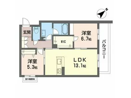 シャーメゾンビバーチェ東岸和田(2LDK/2階)の間取り写真