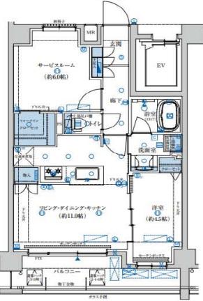 パークキューブ八王子(1SLDK/2階)の間取り写真