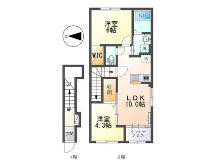 エクセレント(2LDK/2階)の間取り写真