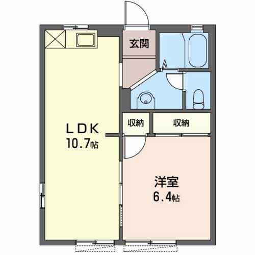 ファミール落合 A(1LDK/1階)の間取り写真