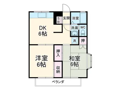 ファミーユK(2DK/1階)の間取り写真
