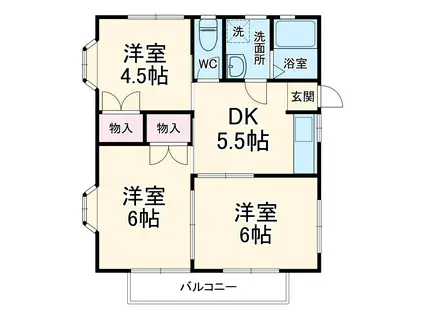 サンハイツⅢ(3DK/2階)の間取り写真