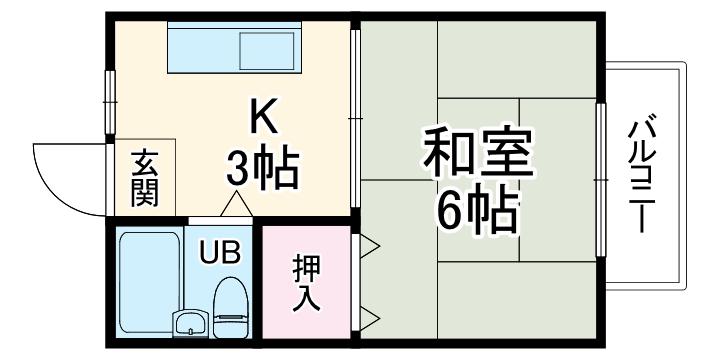 コーポナガタ(1K/2階)の間取り写真