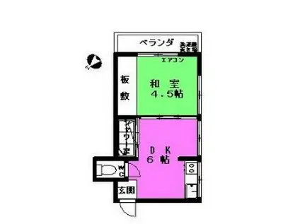 渡辺荘(1DK/2階)の間取り写真