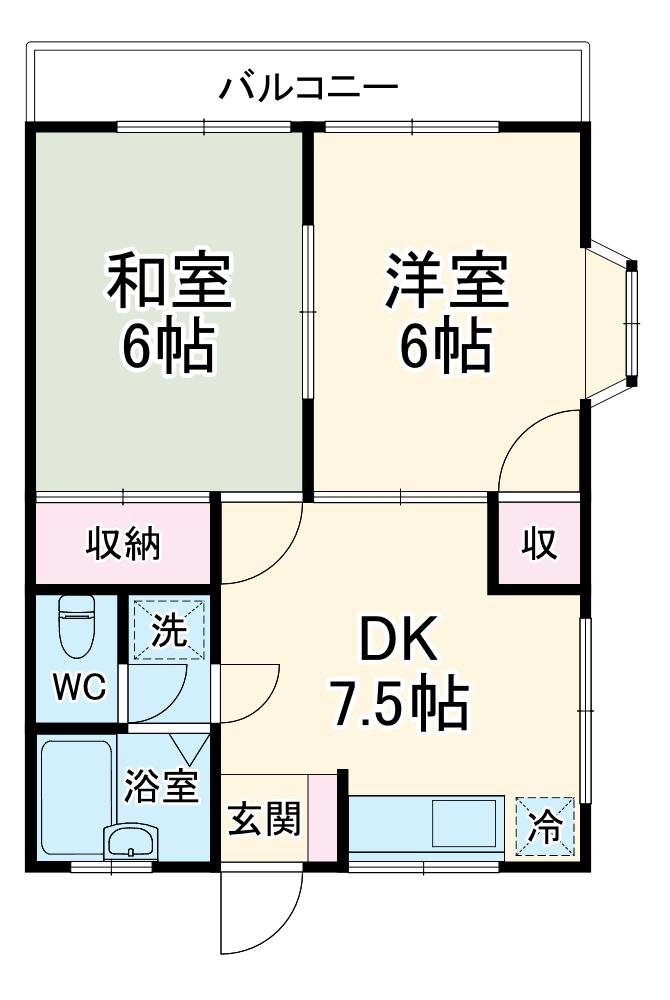 シャルム鷺沼(2DK/1階)の間取り写真