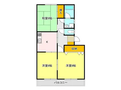 マロンハイツ A棟(3K/1階)の間取り写真