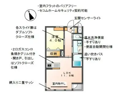 GARDEN 浜(1LDK/2階)の間取り写真