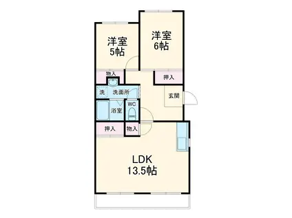 アメニティ飯野(2LDK/3階)の間取り写真