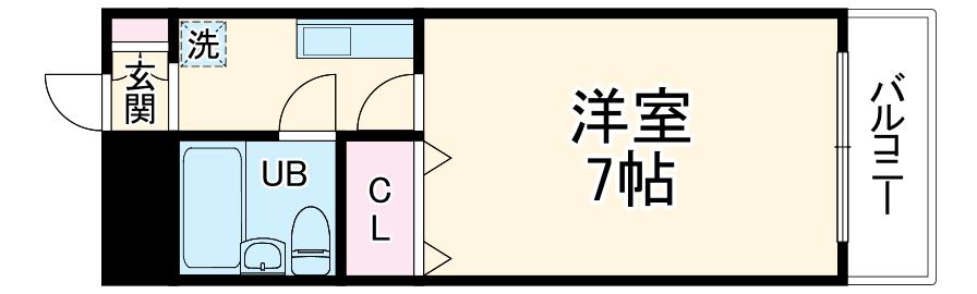 キャピタル2(1K/4階)の間取り写真