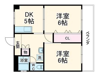 マルイチビル(2DK/4階)の間取り写真