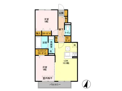 カルモポンテ(2LDK/1階)の間取り写真