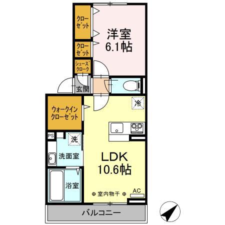 トリア テュラー(1LDK/2階)の間取り写真