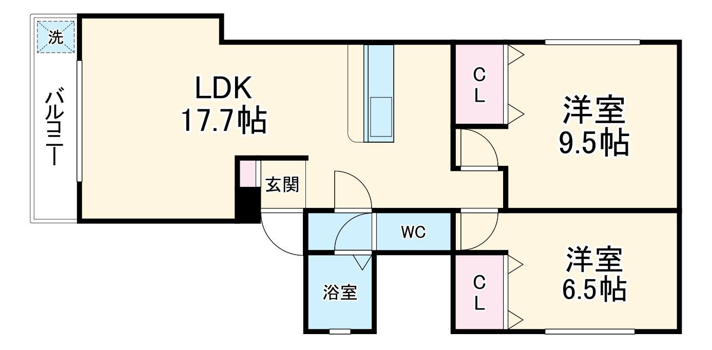 ベレーザ西七条(2LDK/3階)の間取り写真