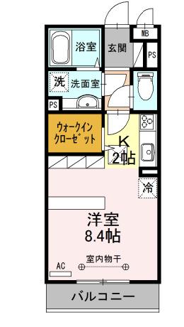 エミネンスⅡ(ワンルーム/1階)の間取り写真