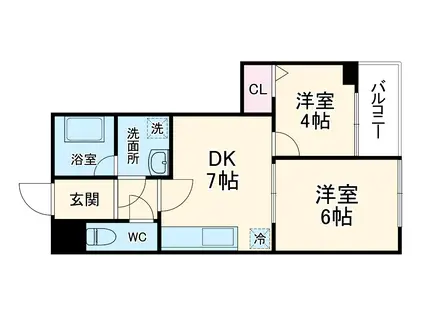 プレンティ本牧(2DK/4階)の間取り写真