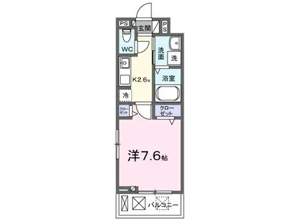 ハイドリームⅢ(1K/3階)の間取り写真