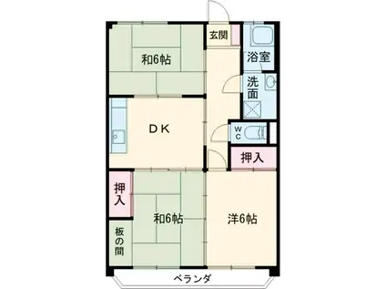 渡辺コーポ・中一の沢(3DK/1階)の間取り写真