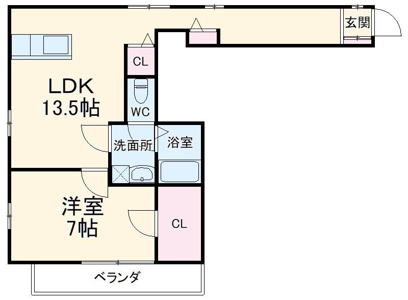 阪急電鉄宝塚線 蛍池駅 徒歩10分 6階建 築39年(1LDK/2階)の間取り写真