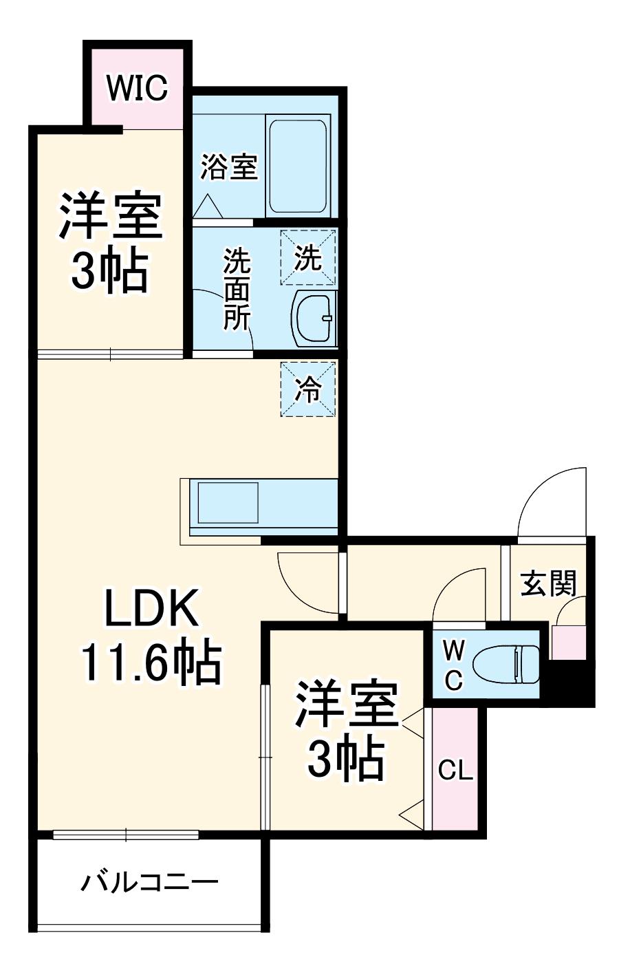 REGALEST妙音通Ⅱ(2LDK/2階)の間取り写真