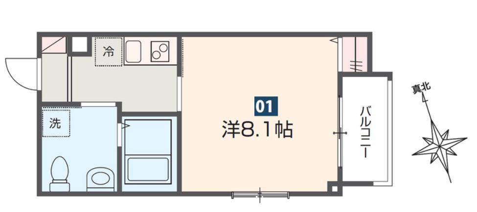 MELDIA西所沢Ⅲ(1K/1階)の間取り写真