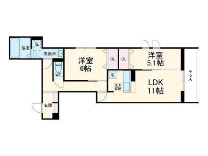 アリエッタⅡ(2LDK/1階)の間取り写真