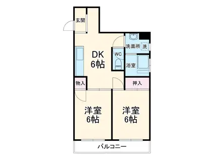 ガーベラマンション汐入(2DK/4階)の間取り写真