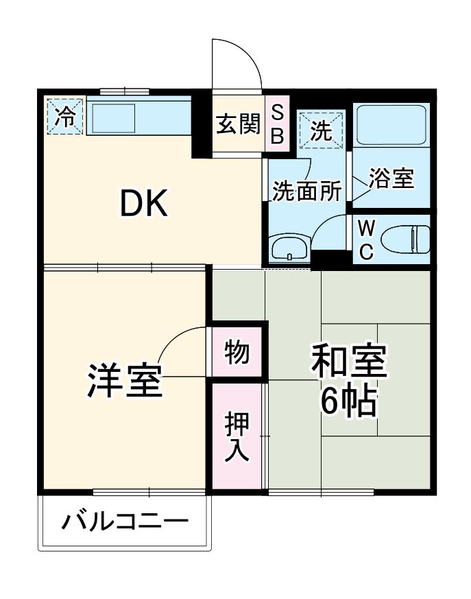 ハイツ須藤2(2DK/1階)の間取り写真