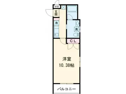 ヒルサイドガーデン(1K/3階)の間取り写真