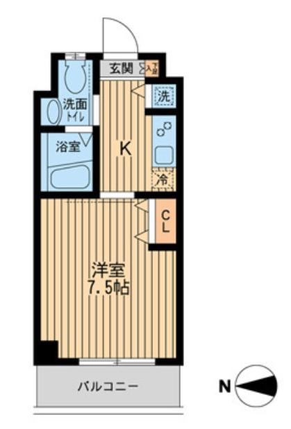 サンライズ中十条Ⅱ(1K/3階)の間取り写真