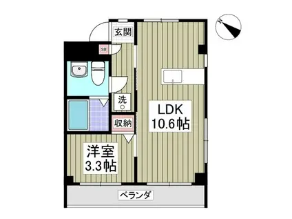 ベルハイツ(1LDK/3階)の間取り写真