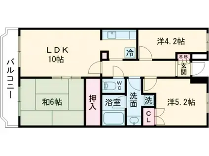 クレールメゾン(3LDK/4階)の間取り写真