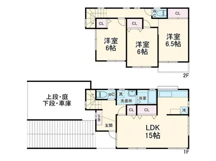 相模鉄道本線 かしわ台駅 徒歩22分 2階建 築25年(3LDK)の間取り写真