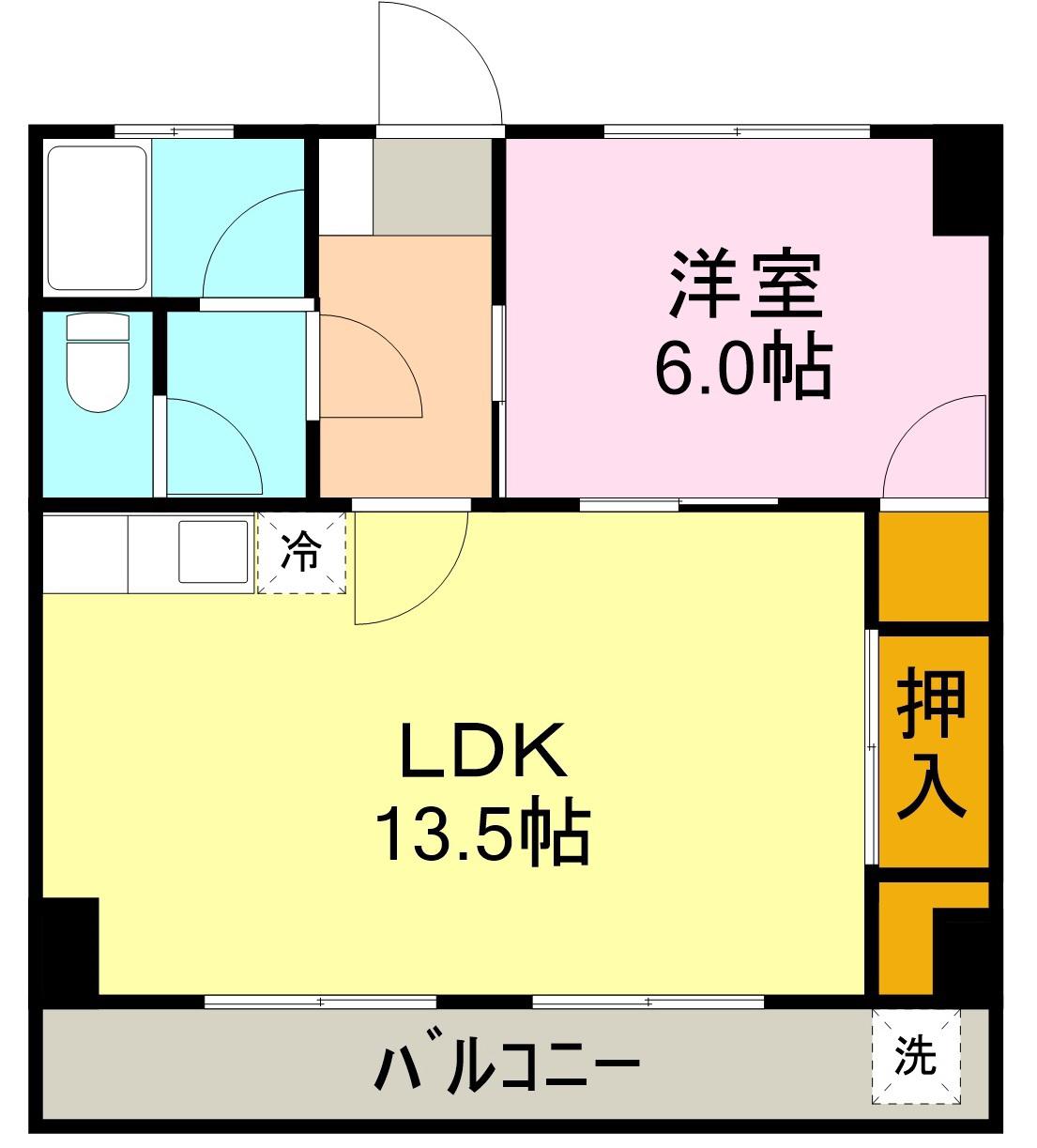 元町田中マンション(1LDK/2階)の間取り写真