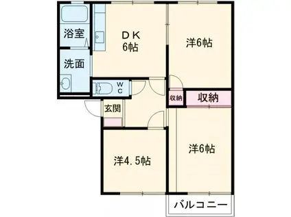 カーサ・アトリオB(2LDK/2階)の間取り写真