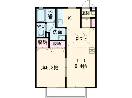 ムーセイオン(1LDK/2階)の間取り写真
